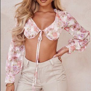 PrettyLittleThing Chiffon Underwire Crop Top